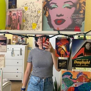 ribbed Forever 21 striped crop top w/ mock neck!